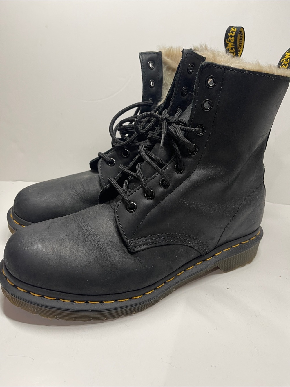 Dr. Martens 1460 Serena Faux Fur-Lined Leather Boots size 10